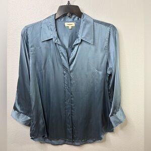 L’Agence 100% Silk Long Sleeve Button Down Blouse Large